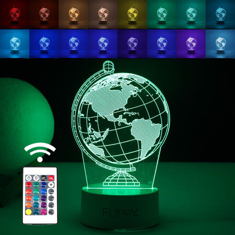 Lampa Led Decorativa, 3D, Globul Pamantesc, Doua Moduri De Alimentare Usb Si Baterii, 20 Cm Inaltime, Din Material Acril Si Lumina A, Alb - vivimall.ro