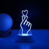 Lampa Led Decorativa, 3D, Mana Si Inima, Din Material Acril Si Lumina A, Alb - vivimall.ro