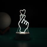 Lampa Led Decorativa, 3D, Mana Si Inima, Din Material Acril Si Lumina A, Alb - vivimall.ro