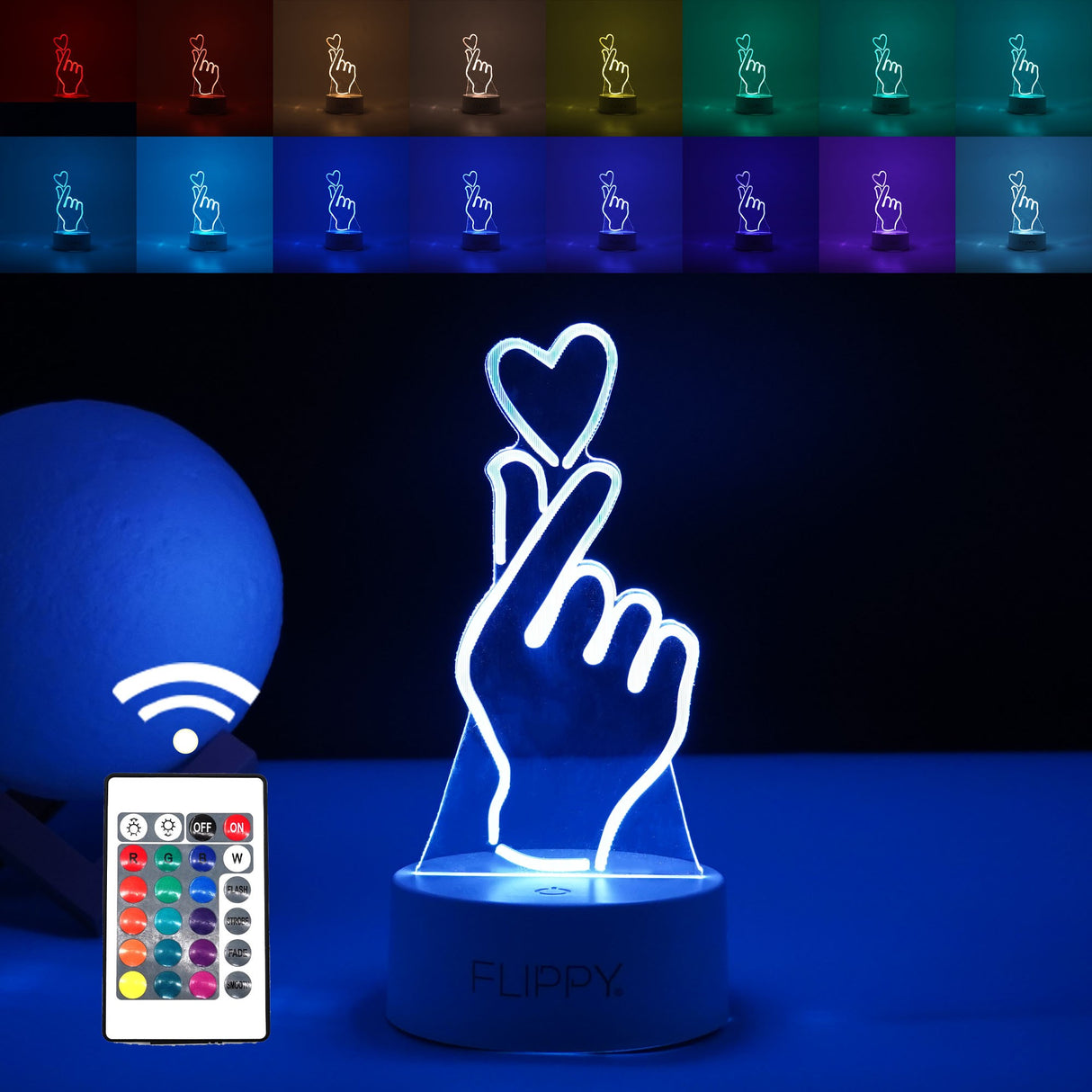 Lampa Led Decorativa, 3D, Mana Si Inima, Din Material Acril Si Lumina A, Alb - vivimall.ro