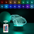 Lampa Led Decorativa, 3D, Masina Sport, Doua Moduri De Alimentare Usb Si Baterii, 20 Cm Inaltime, Din Material Acril Si Lumina A, Alb - vivimall.ro