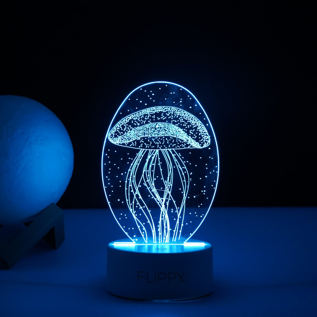 Lampa Led Decorativa, 3D, Meduza, Din Material Acril Si Lumina A, Alb - vivimall.ro