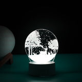 Lampa Led Decorativa, 3D, Peisaj De Iarna, Cu Telecomanda, Doua Moduri De Alimentare Usb Si Baterii, 20 Cm Inaltime, Din Material Acril Si Lumina A, Alb - vivimall.ro