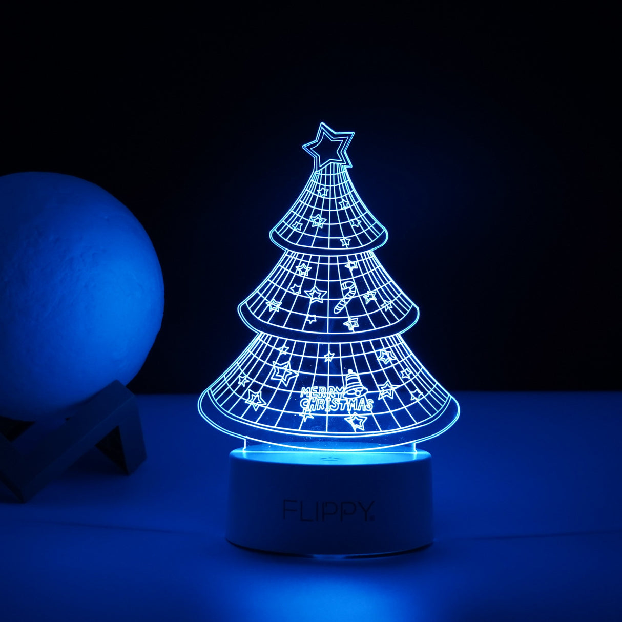 Lampa Led Decorativa, 3D, Pom De Craciun, Din Material Acril Si Lumina A, Alb - vivimall.ro