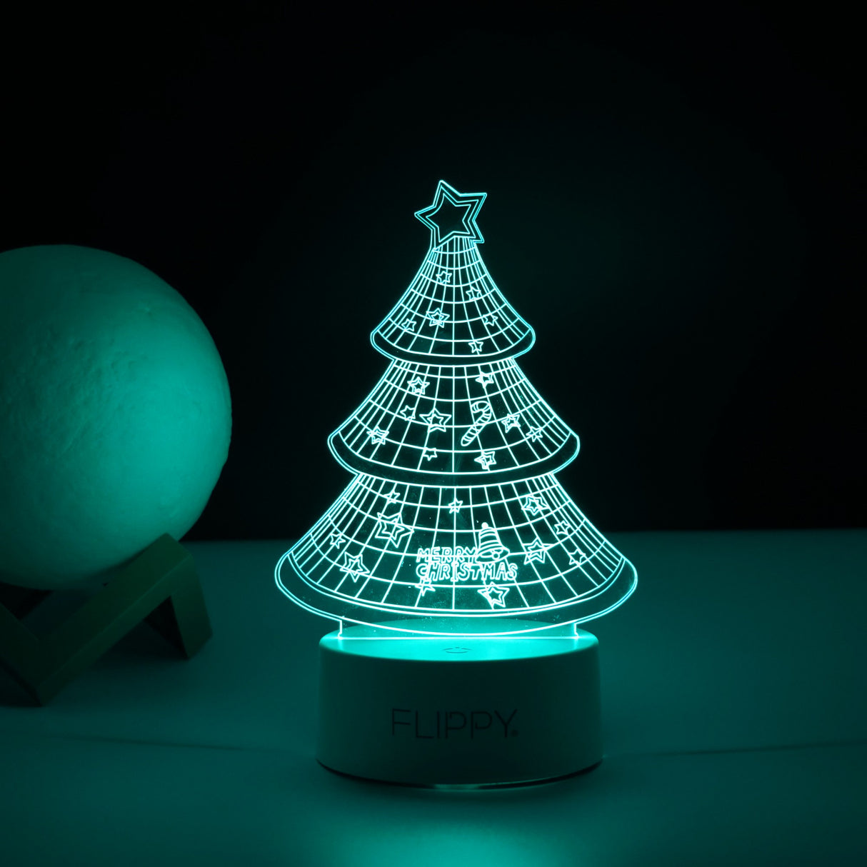 Lampa Led Decorativa, 3D, Pom De Craciun, Din Material Acril Si Lumina A, Alb - vivimall.ro