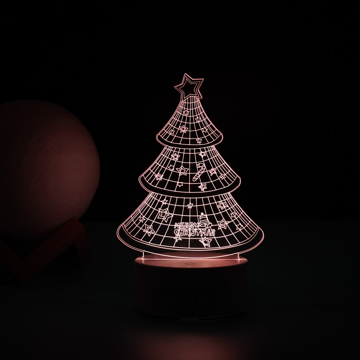 Lampa Led Decorativa, 3D, Pom De Craciun, Din Material Acril Si Lumina A, Alb - vivimall.ro