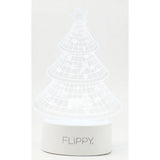 Lampa LED decorativa, Flippy, 3D, Pom de Craciun, din material acril si lumina multicolora, alb