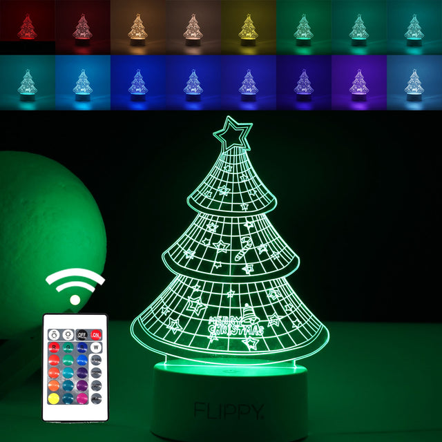 Lampa Led Decorativa, 3D, Pom De Craciun, Din Material Acril Si Lumina A, Alb - vivimall.ro