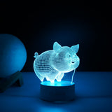 Lampa Led Decorativa, 3D, Porcusor Gras, Din Material Acril Si Lumina A, Alb - vivimall.ro