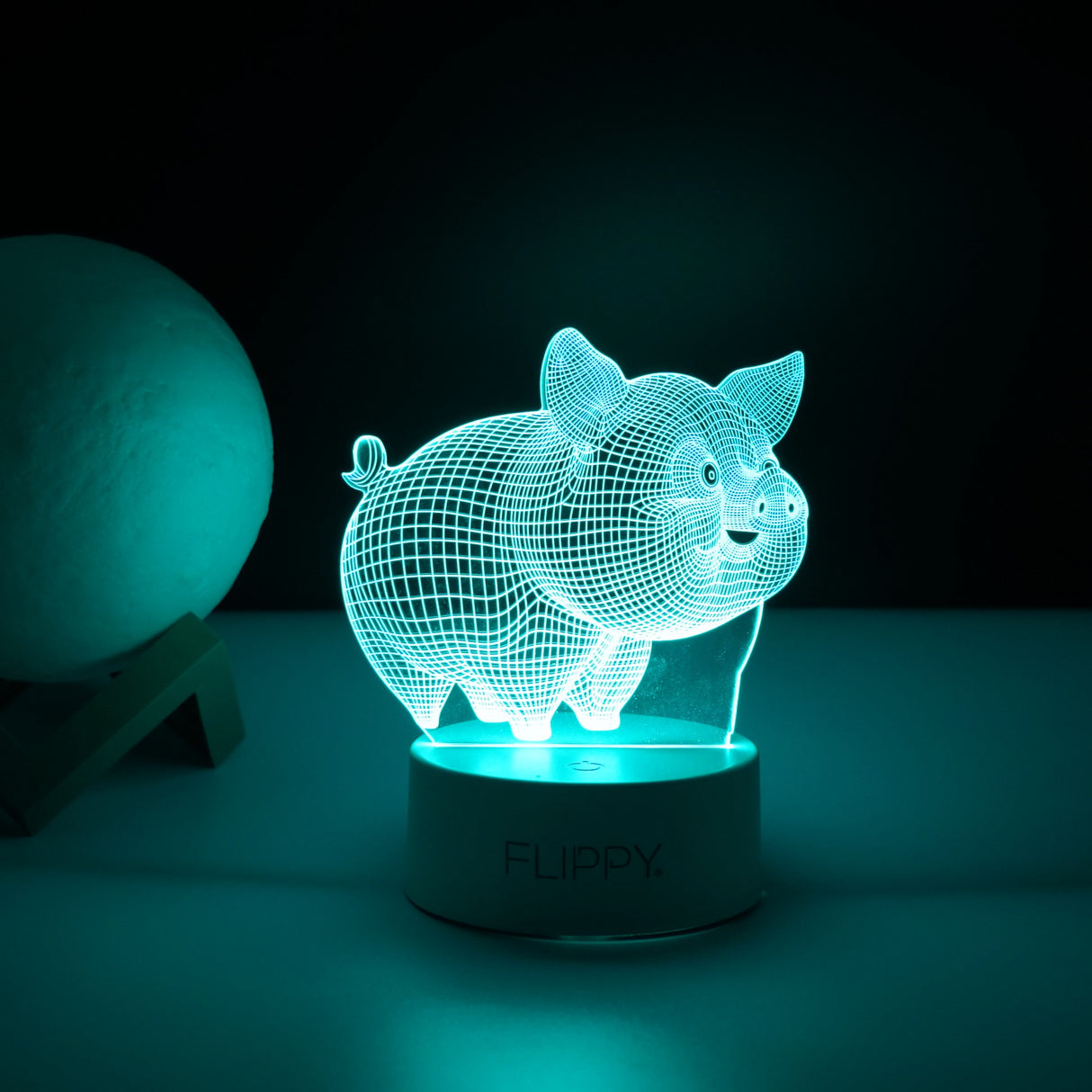 Lampa Led Decorativa, 3D, Porcusor Gras, Din Material Acril Si Lumina A, Alb - vivimall.ro