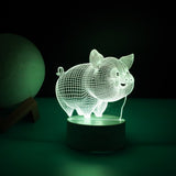 Lampa Led Decorativa, 3D, Porcusor Gras, Din Material Acril Si Lumina A, Alb - vivimall.ro