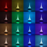 Lampa Led Decorativa, 3D, Turnul Eiffel, Din Material Acril Si Lumina A, Alb - vivimall.ro