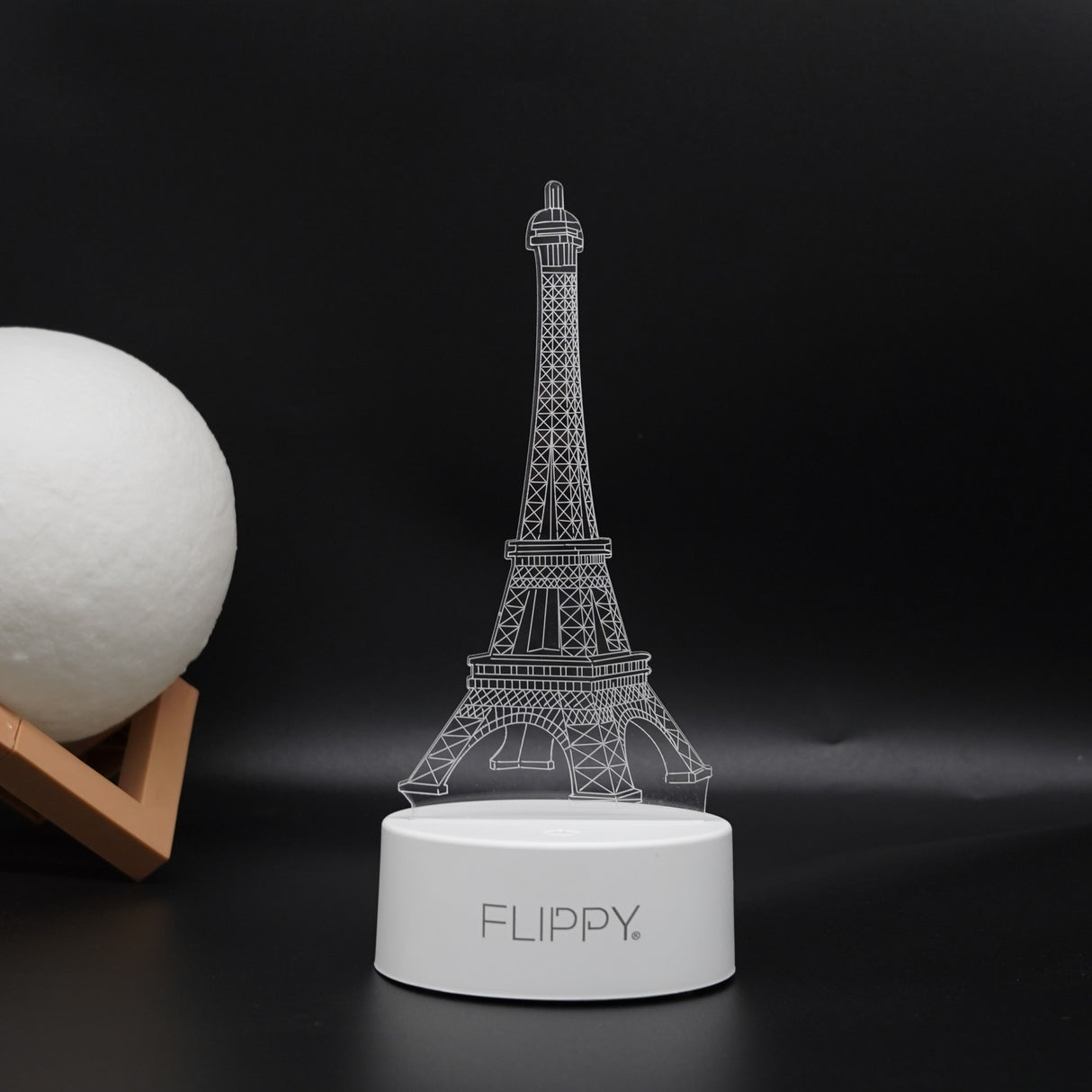 Lampa Led Decorativa, 3D, Turnul Eiffel, Din Material Acril Si Lumina A, Alb - vivimall.ro