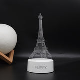 Lampa Led Decorativa, 3D, Turnul Eiffel, Din Material Acril Si Lumina A, Alb - vivimall.ro