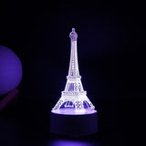 Lampa Led Decorativa, 3D, Turnul Eiffel, Din Material Acril Si Lumina A, Alb - vivimall.ro