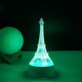Lampa Led Decorativa, 3D, Turnul Eiffel, Din Material Acril Si Lumina A, Alb - vivimall.ro