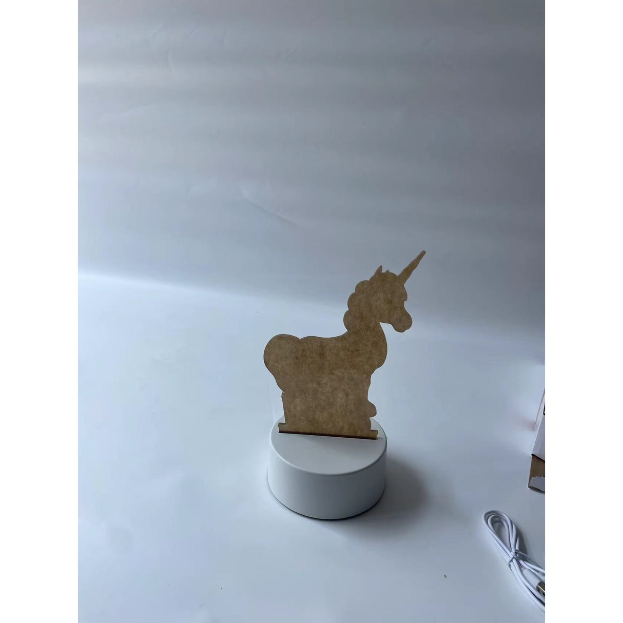 Lampa Led Decorativa, 3D, Unicorn, Cu Usb Si Baterii, 20 Cm Inaltime, Din Material Acril, Lumina A Si Telecomanda Inclusa, Alb - vivimall.ro