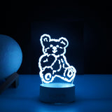 Lampa Led Decorativa, 3D, Ursulet, Cu Telecomanda, Doua Moduri De Alimentare Usb Si Baterii, 20 Cm Inaltime, Din Material Acril Si Lumina A, Alb - vivimall.ro