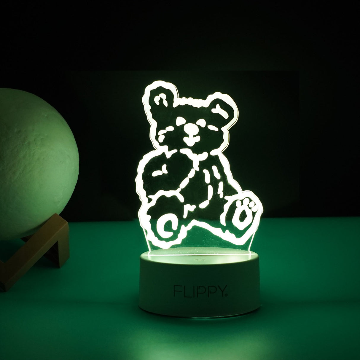 Lampa Led Decorativa, 3D, Ursulet, Cu Telecomanda, Doua Moduri De Alimentare Usb Si Baterii, 20 Cm Inaltime, Din Material Acril Si Lumina A, Alb - vivimall.ro