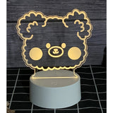 Lampa LED decorativa, Flippy, 3D, Ursulet, din material acril si lumina multicolora, alb - vivimall.ro