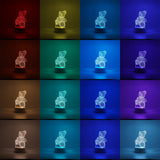 Lampa LED decorativa, Flippy, 3D, ursulet, din material acril si lumina multicolora, alb - vivimall.ro