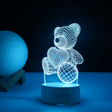Lampa LED decorativa, Flippy, 3D, ursulet, din material acril si lumina multicolora, alb - vivimall.ro
