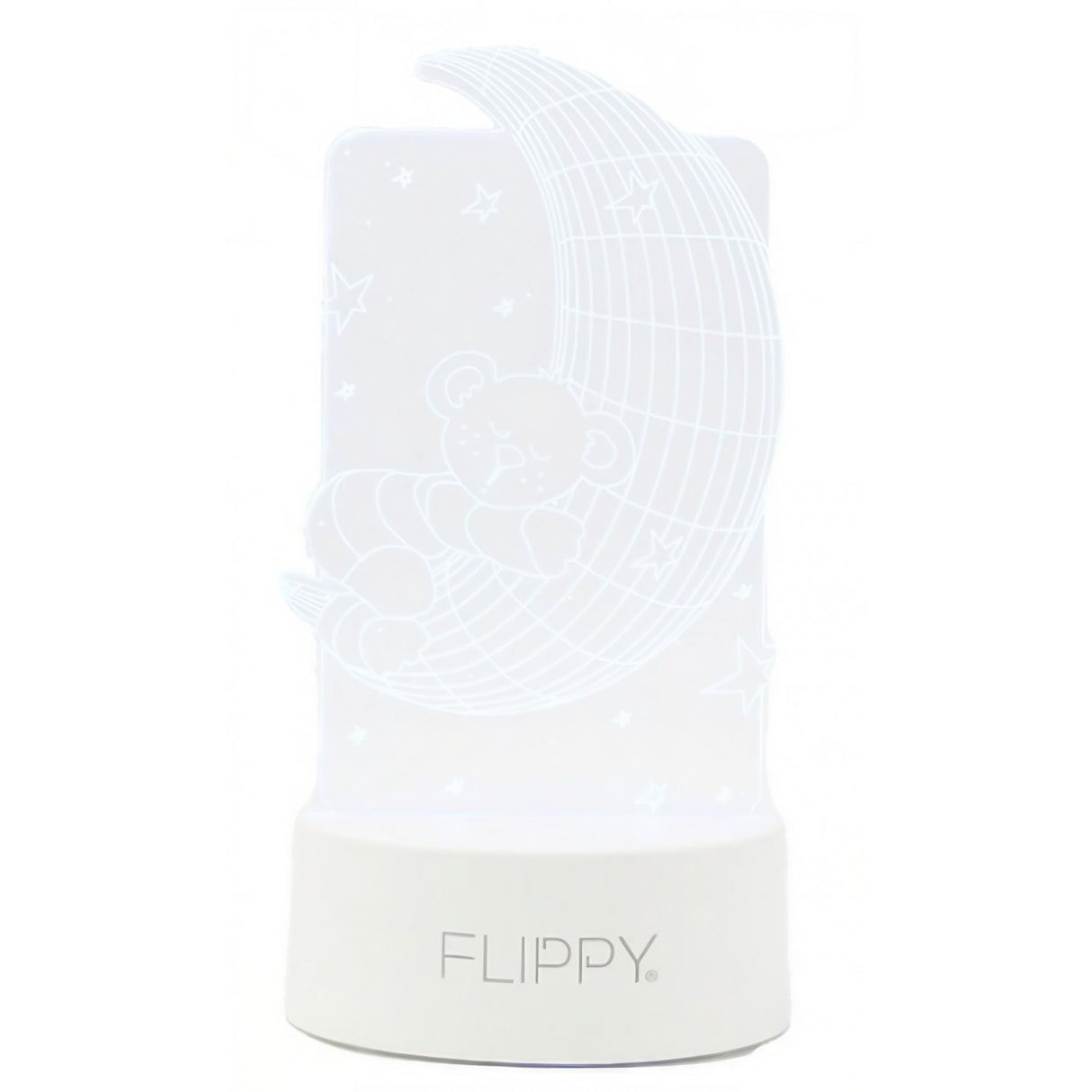 Lampa Led Decorativa, 3D, Ursulet Si Semiluna, Cu Telecomanda, Doua Moduri De Alimentare Usb Si Baterii, 20 Cm Inaltime, Din Material Acril Si Lumina A, Alb - vivimall.ro