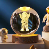 Lampa Led Decorativa, Cu Bila De Cristal Cu Diametru 6Cm, Alimentare Usb, Suport Din Lemn, Lumina