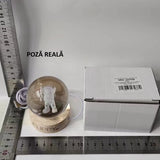 Lampa Led Decorativa, Cu Bila De Cristal Cu Diametru 6Cm, Alimentare Usb, Suport Din Lemn, Lumina