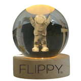 Lampa Led Decorativa, Cu Bila De Cristal Cu Diametru 6Cm, Alimentare Usb, Suport Din Lemn, Lumina - vivimall.ro