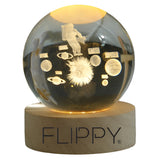 Lampa Led Decorativa, Cu Bila De Cristal Cu Diametru 6Cm, Alimentare Usb, Suport Din Lemn, Lumina - vivimall.ro