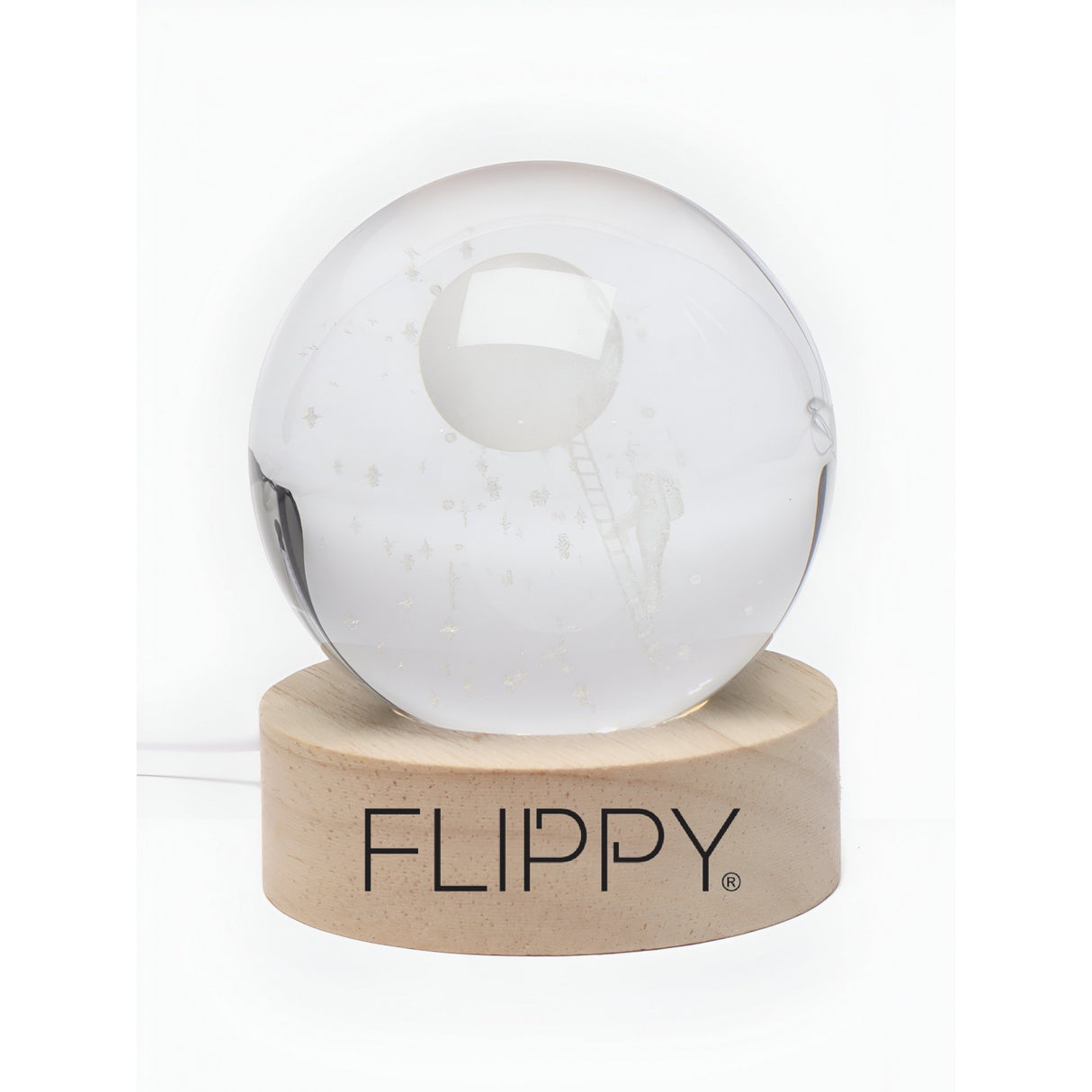 Lampa Led Decorativa, Cu Bila De Cristal Cu Diametru 6Cm, Alimentare Usb, Suport Din Lemn, Lumina - vivimall.ro