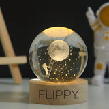 Lampa Led Decorativa, Cu Bila De Cristal Cu Diametru 6Cm, Alimentare Usb, Suport Din Lemn, Lumina - vivimall.ro