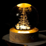 Lampa Led Decorativa, Cu Bila De Cristal Cu Diametru 6Cm, Alimentare Usb, Suport Din Lemn, Lumina - vivimall.ro