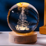 Lampa Led Decorativa, Cu Bila De Cristal Cu Diametru 6Cm, Alimentare Usb, Suport Din Lemn, Lumina - vivimall.ro