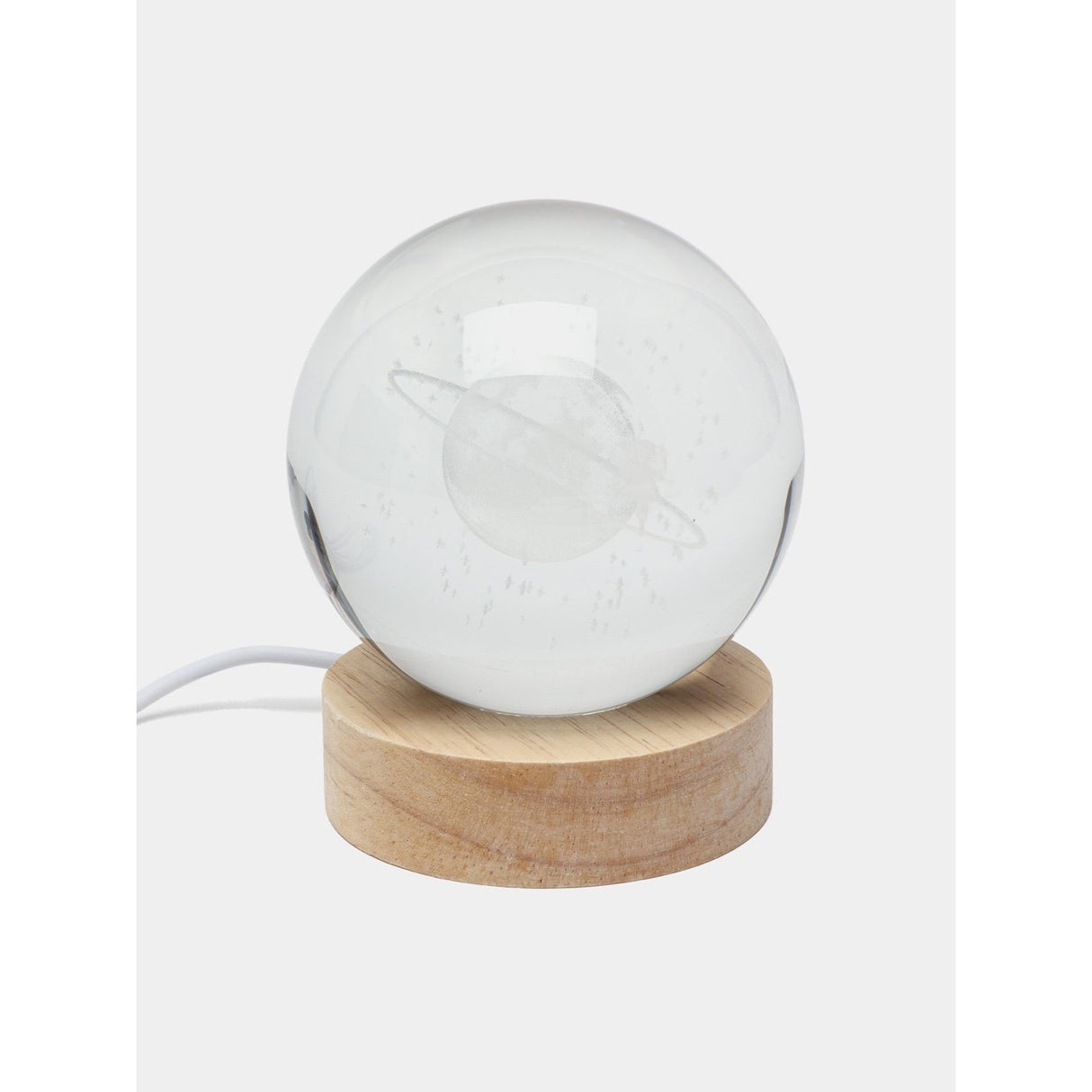 Lampa Led Decorativa, Cu Bila De Cristal Cu Diametru 6Cm, Alimentare Usb, Suport Din Lemn, Lumina
