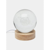 Lampa Led Decorativa, Cu Bila De Cristal Cu Diametru 6Cm, Alimentare Usb, Suport Din Lemn, Lumina