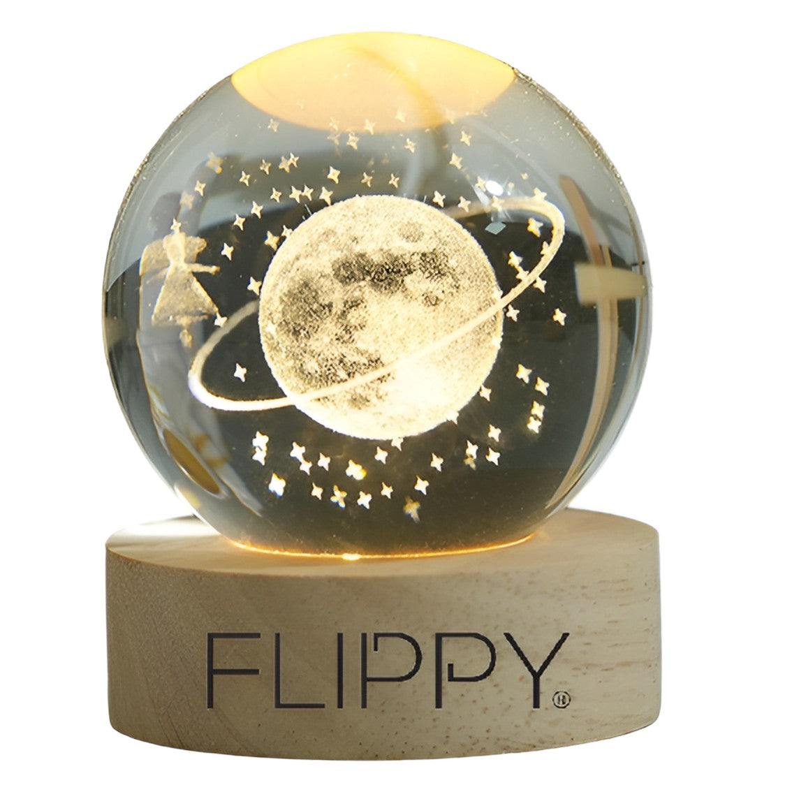Lampa Led Decorativa, Cu Bila De Cristal Cu Diametru 6Cm, Alimentare Usb, Suport Din Lemn, Lumina - vivimall.ro