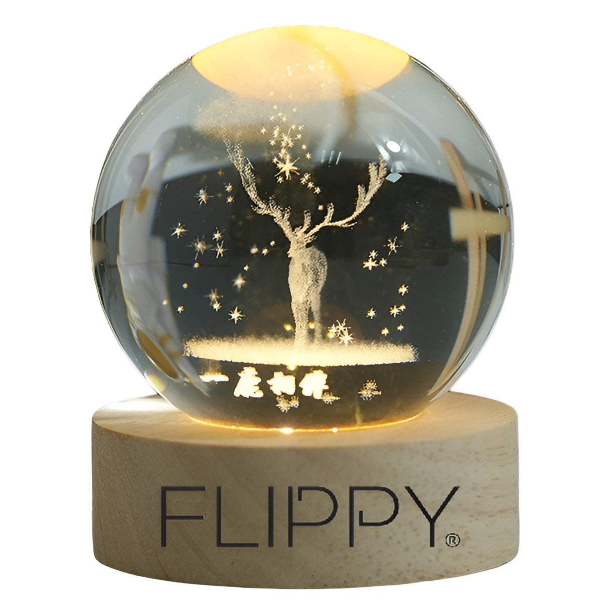 Lampa Led Decorativa, Cu Bila De Cristal Cu Diametru 6Cm, Alimentare Usb, Suport Din Lemn, Lumina - vivimall.ro