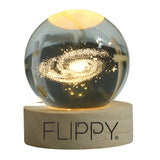 Lampa Led Decorativa, Cu Bila De Cristal Cu Diametru 6Cm, Alimentare Usb, Suport Din Lemn, Lumina - vivimall.ro