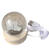 Lampa Led Decorativa, Cu Bila De Cristal Cu Diametru 6Cm, Alimentare Usb, Suport Din Lemn, Lumina - vivimall.ro