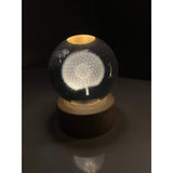 Lampa Led Decorativa, Cu Bila De Cristal Cu Diametru 6Cm, Alimentare Usb, Suport Din Lemn, Lumina