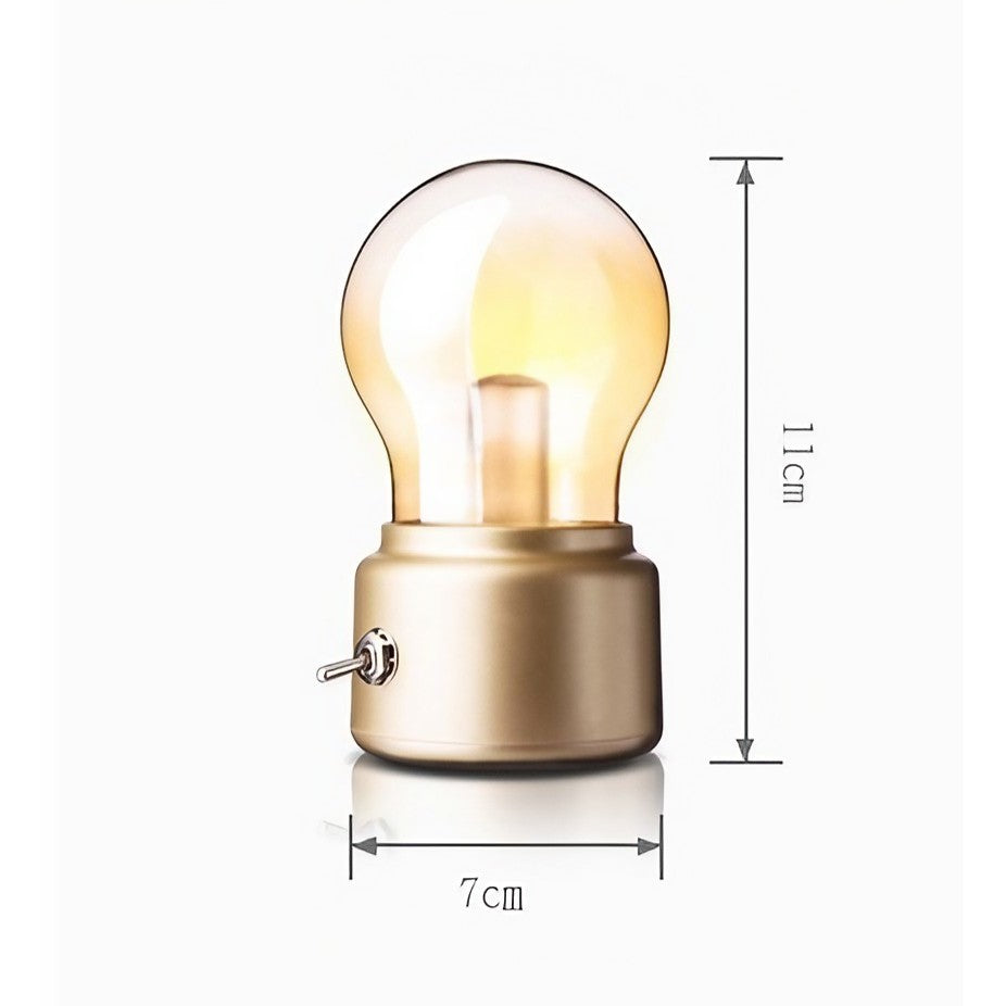 Lampa Led Decorativa Sub Forma De Bulb, Retro Pentru Interior, / Transparent, 5 V, 500 Ma, Abs, Lumina Calda, Incarcare Usb, Autonimie 12 Ore, Comutator Metalic