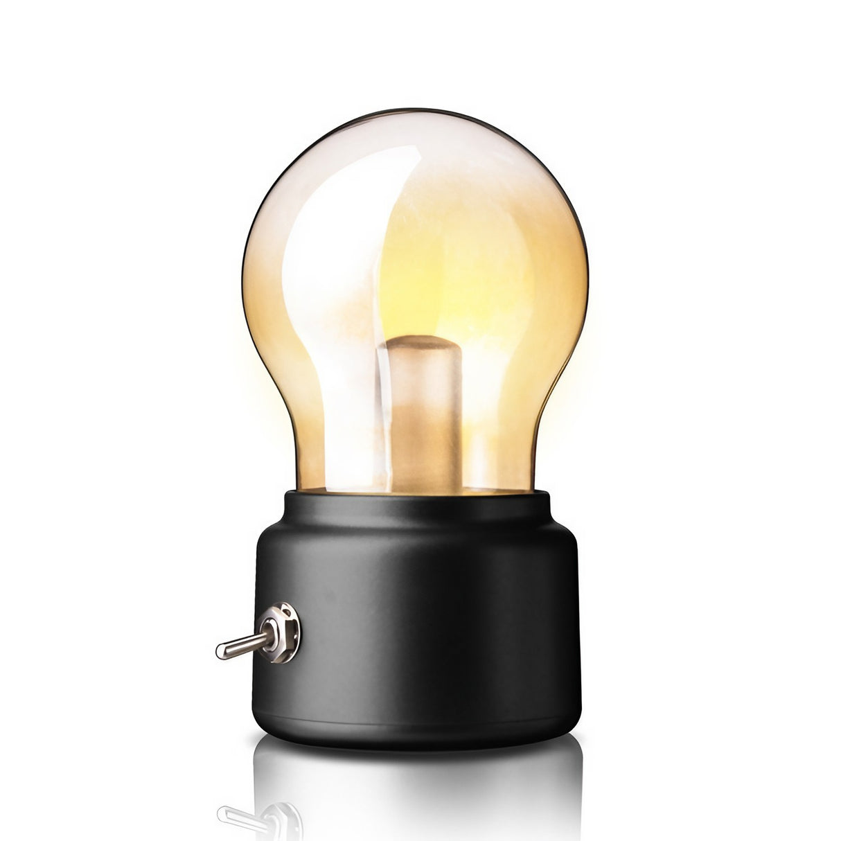 Lampa Led Decorativa Sub Forma De Bulb, Retro Pentru Interior, / Transparent, 5 V, 500 Ma, Abs, Lumina Calda, Incarcare Usb, Autonimie 12 Ore, Comutator Metalic