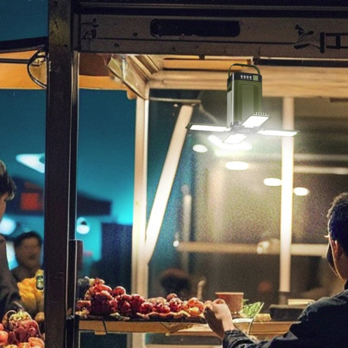 Lampa pentru Camping, Flippy, Lampa Reincarcabila Solar/Retea, Tip Felinar 4 Laturi si Lanterna in Baza, Impermeabila, 12.5 x 7 x 7 cm, Verde