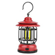 Portable Camping Light, Vintage Lantern With Hook, Abs, 21 Cob Led Lighting, Adjustable Intensity, 5W, Reversible, Red Rechargeable - vivimall.ro