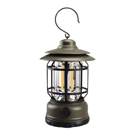 Lampa Portabila Camping, Felinar Vintage Cu Carlig, Abs, Iluminare 21 Cob Led, Intensitate Reglabila, 5W - vivimall.ro