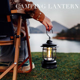 Lampa Portabila Camping, Felinar Vintage Cu Carlig, Abs, Iluminare 21 Cob Led, Intensitate Reglabila, 5W - vivimall.ro