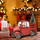 Decoratiune Craciun, Tip Masina, Figurine Mos Craciun cu Bradul, 3 Moduri, Functie Muzicala, Zapada in Miscare, Functioneaza Cu Baterii ( 3 x AA neincluse), Cablu USB (Inclus), Model Rosu, 24 x 10 x 19 cm, Alb Cald