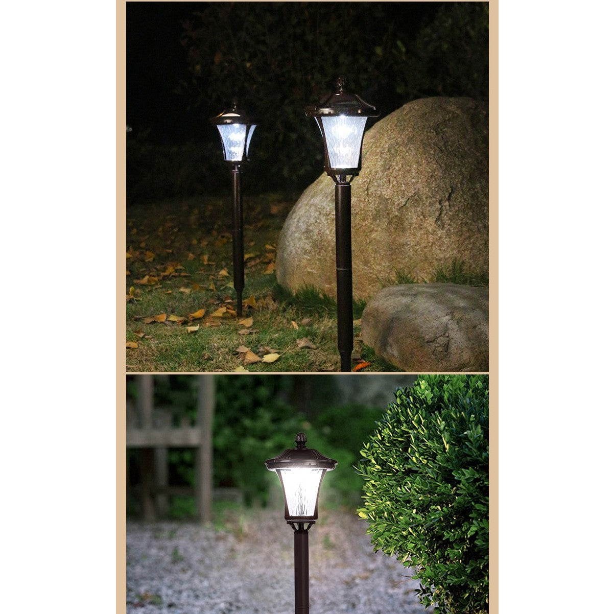 Lampa solara cu prindere in pamant, Vivimall, inaltime 65 cm, Alb Rece